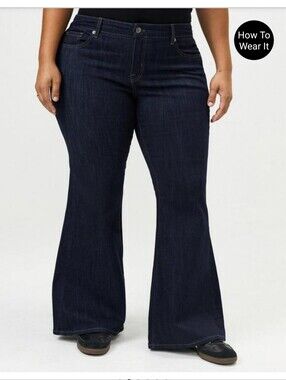 Perfect Super-Flare Mid-Rise Jeans - Dark Indigo